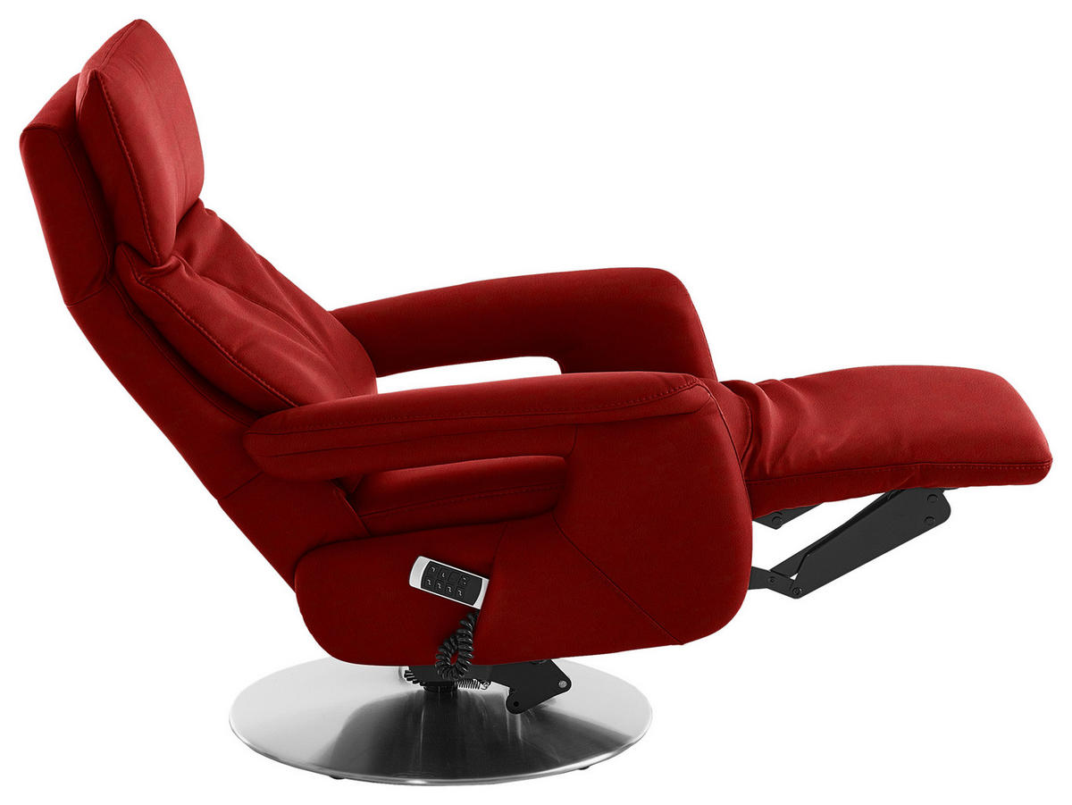 RELAXSESSEL in Leder Rot  - Edelstahlfarben/Rot, Design, Leder/Metall (78/112/85cm) - Cantus
