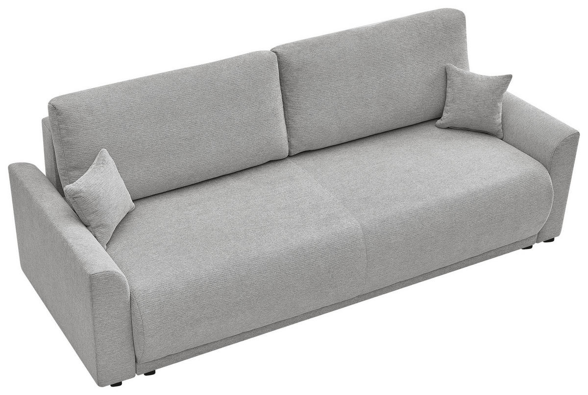 SCHLAFSOFA KIMMY Struktur Hellgrau  inkl. Zierkissen, Rückenkissen, Bettkasten  - Hellgrau/Schwarz, Design, Kunststoff/Textil (234/90/103cm) - P & B