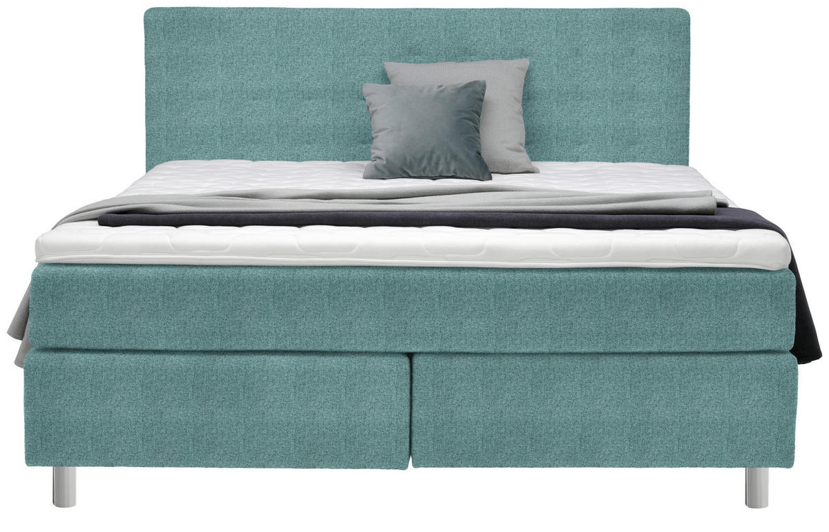 BOXSPRINGBETT 160/200 cm  in Petrol  - Chromfarben/Petrol, KONVENTIONELL, Kunststoff/Textil (160/200cm) - Voleo