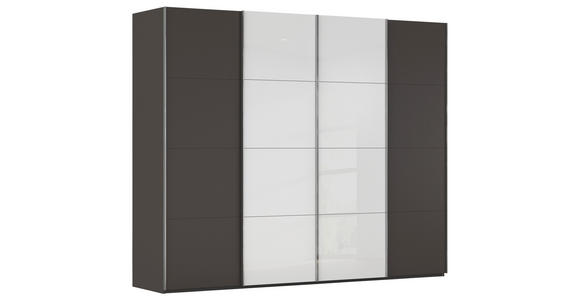 SCHWEBETÜRENSCHRANK 271/235/68 cm 4-türig Graphitfarben, Weiß  - Chromfarben/Graphitfarben, KONVENTIONELL, Glas/Holzwerkstoff (271/235/68cm) - Novel