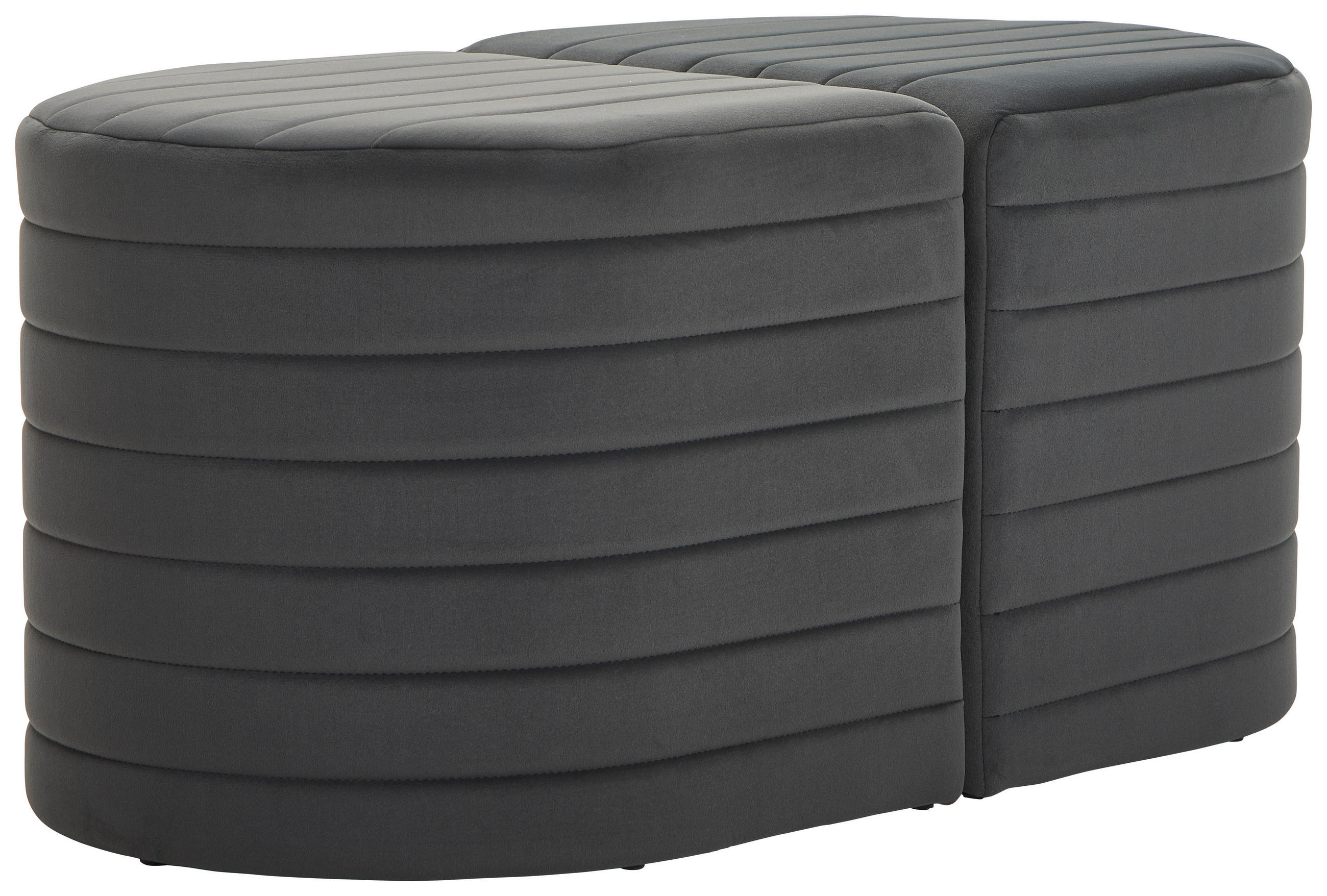 HOCKERBANK 50/50/44/44/50/50 cm Samt Dunkelgrau  - Dunkelgrau/Schwarz, Design, Textil (50/50/44/44/50/50cm) - MID.YOU