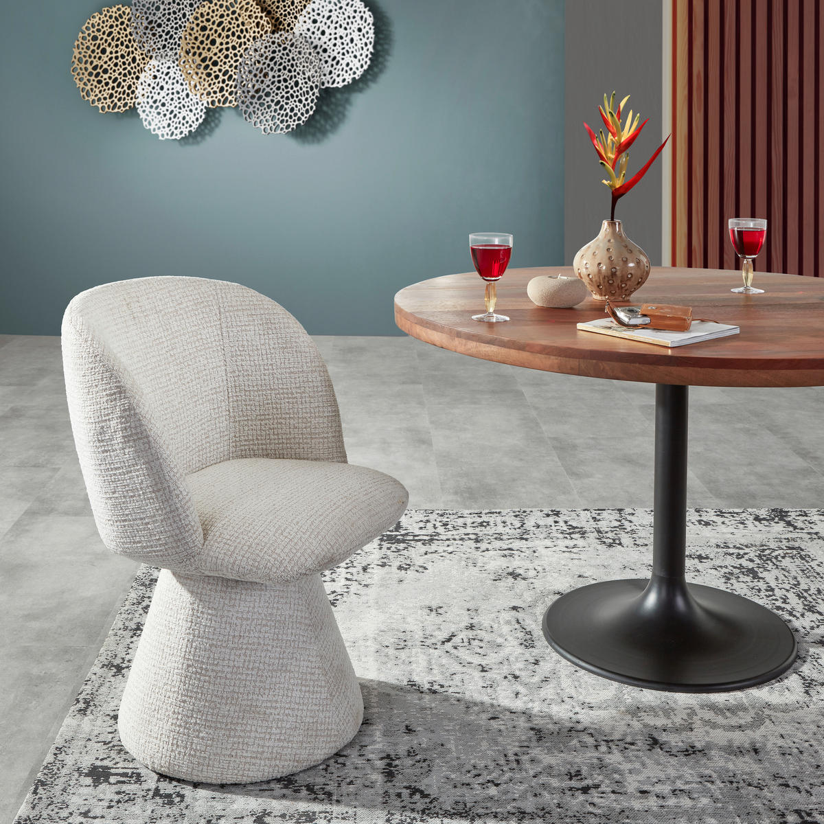 STUHL - Beige/Weiß, MODERN, Textil (58/85/57cm) - Livetastic