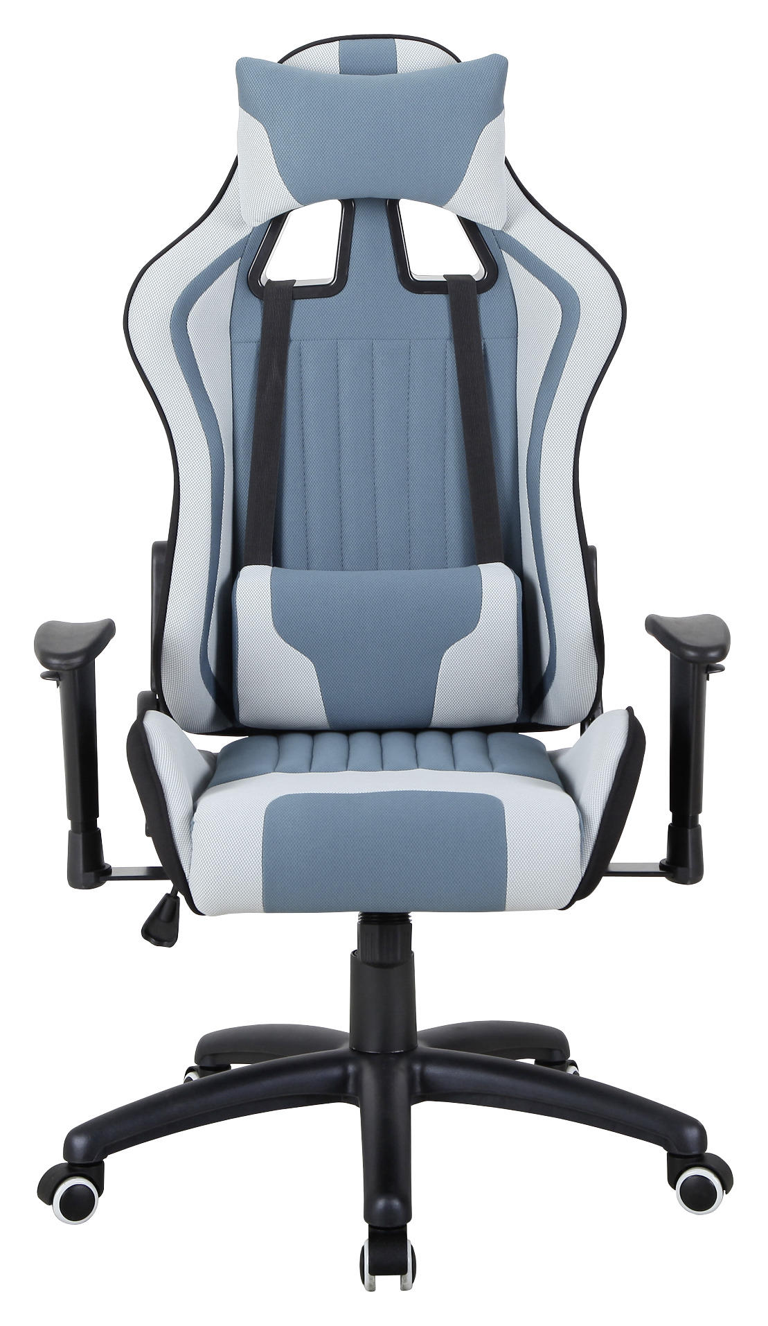 GAMINGSTUHL Schwarz, Hellgrau, Hellblau Metall, Kunststoff, Textil   - Hellgrau/Schwarz, Design, Kunststoff/Textil (68/120-130/57cm) - Hom`in