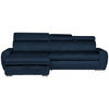 ECKSOFA in Velours Dunkelblau  173/276 cm  - Chromfarben/Dunkelblau, Design, Kunststoff/Textil (173/276cm) - Stylife