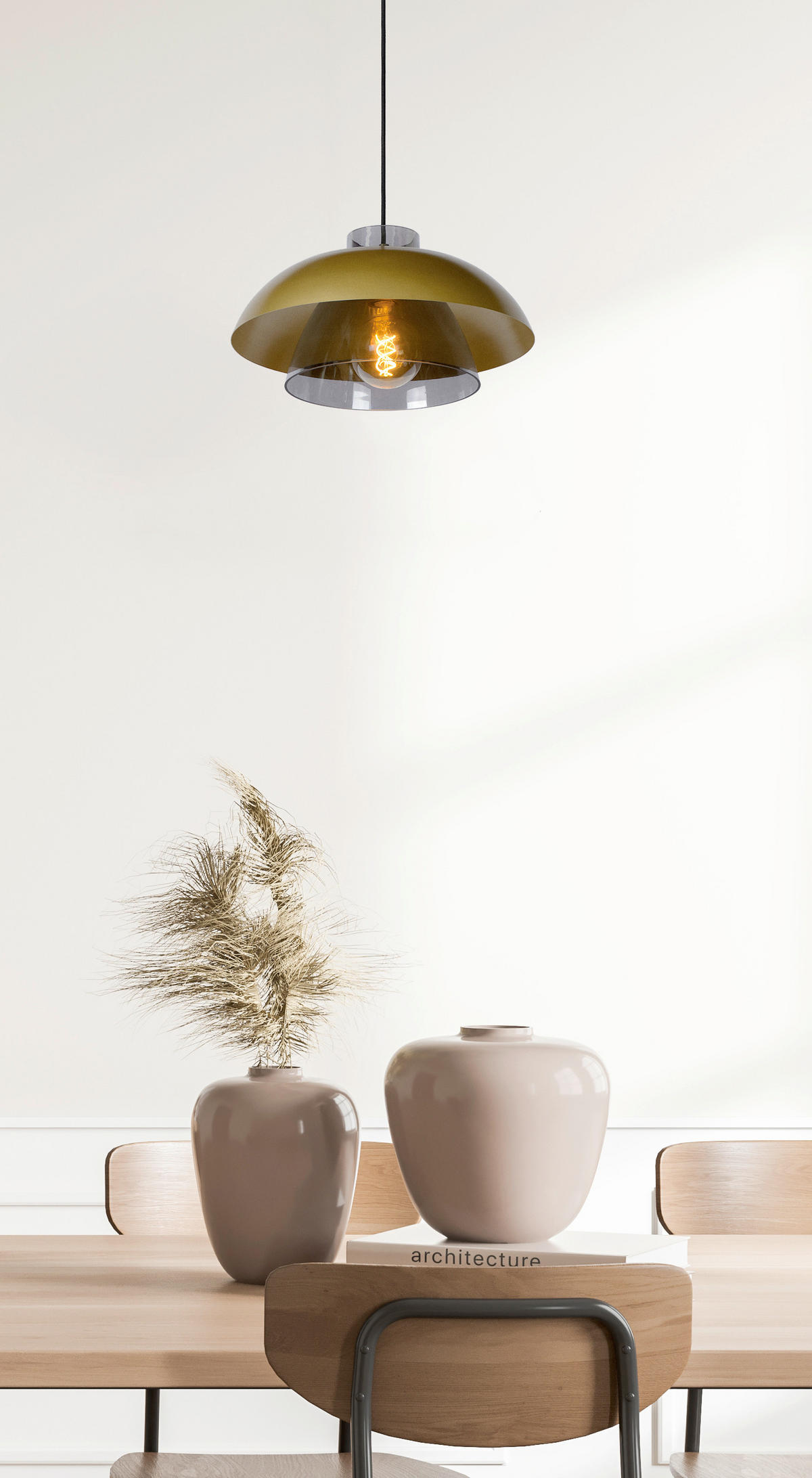 HÄNGELEUCHTE AVONMORE 40/40/148 cm  - Messingfarben, Basics, Glas (40/40/148cm) - Lucide