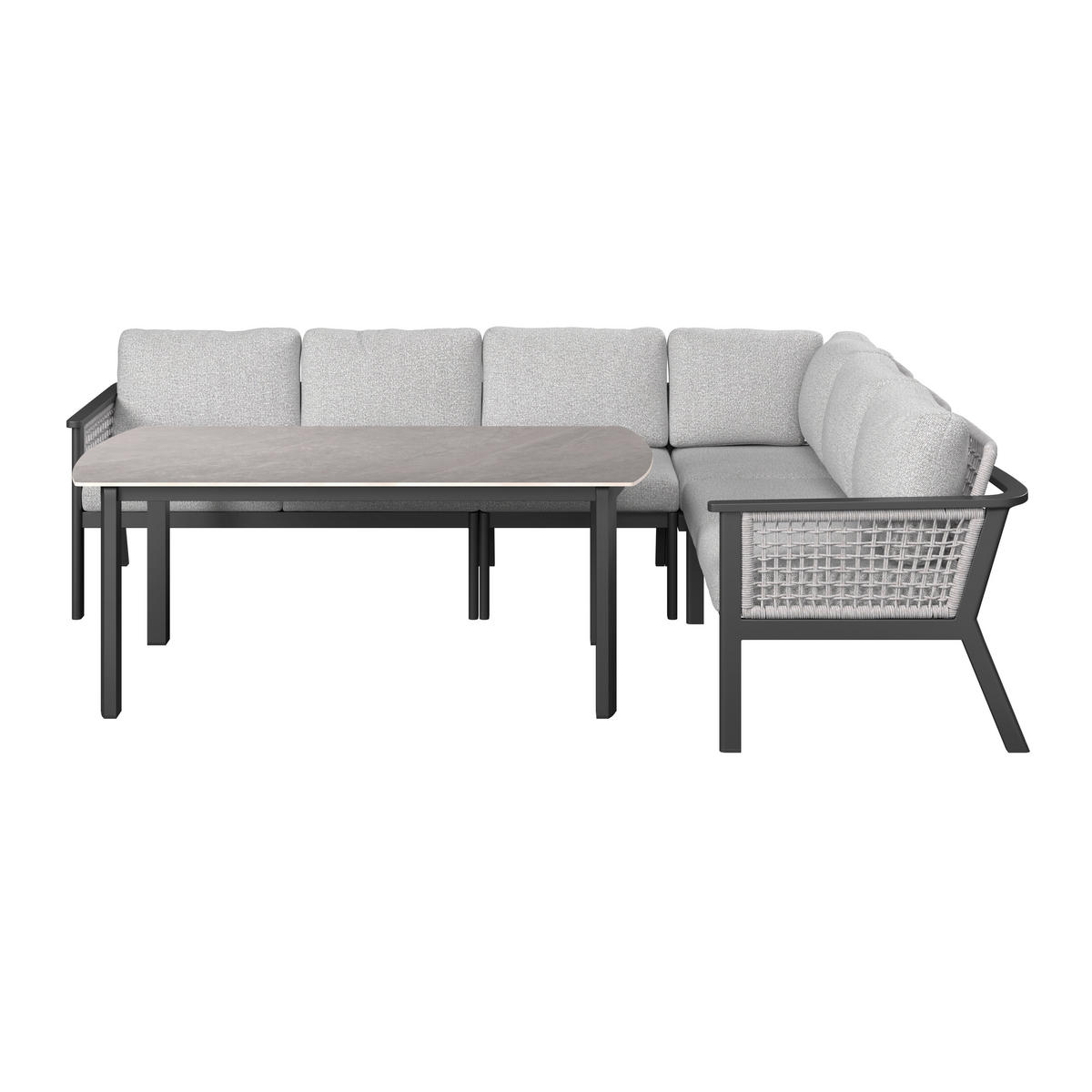 DINING-LOUNGESET 271/209 cm Aluminium  - Anthrazit/Grau, Basics, Textil/Stein (271/209cm) - Amatio