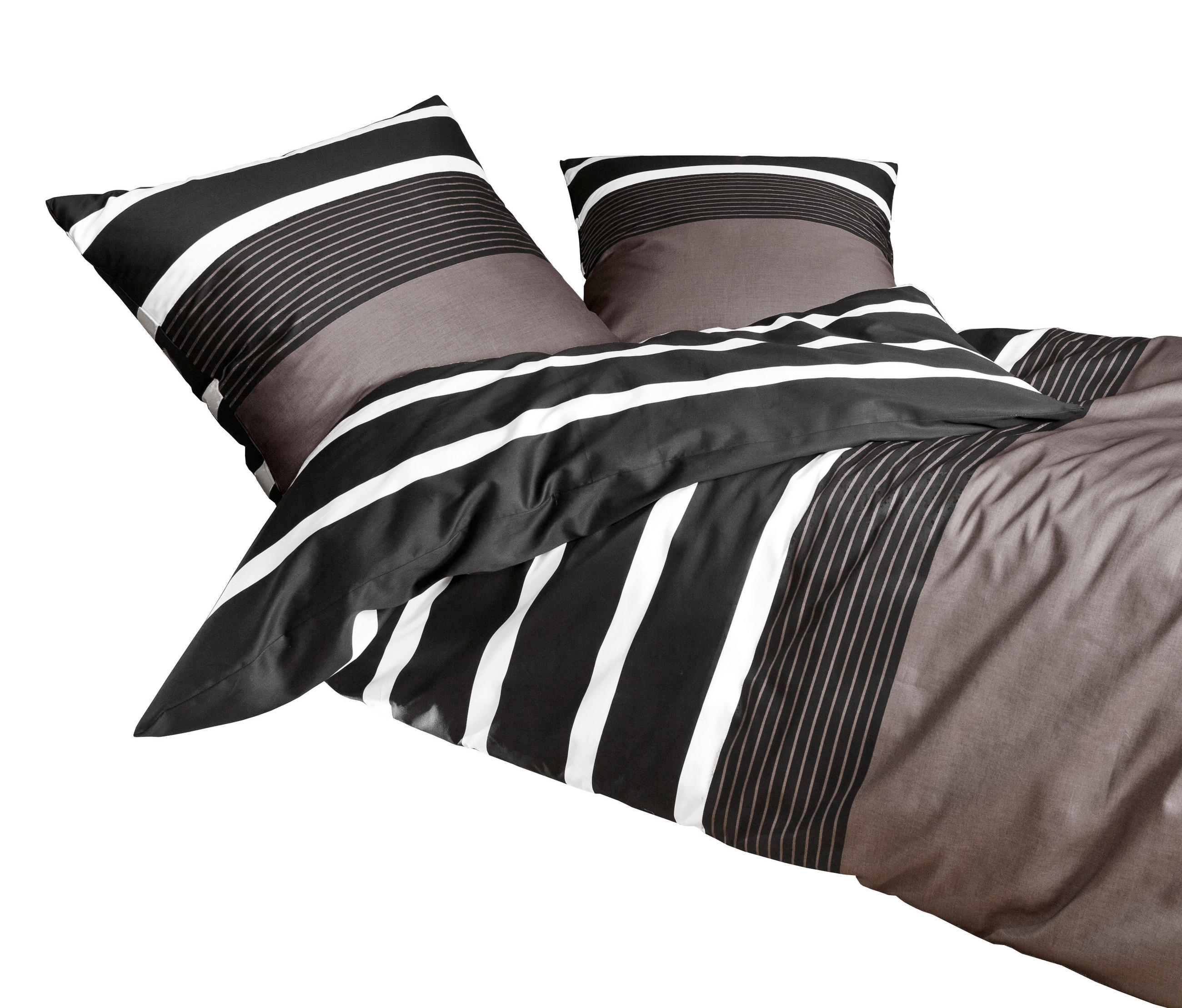 BETTWÄSCHE J.D. Makosatin 240/220 cm  - Schwarz/Braun, Basics, Textil (240/220cm) - Janine