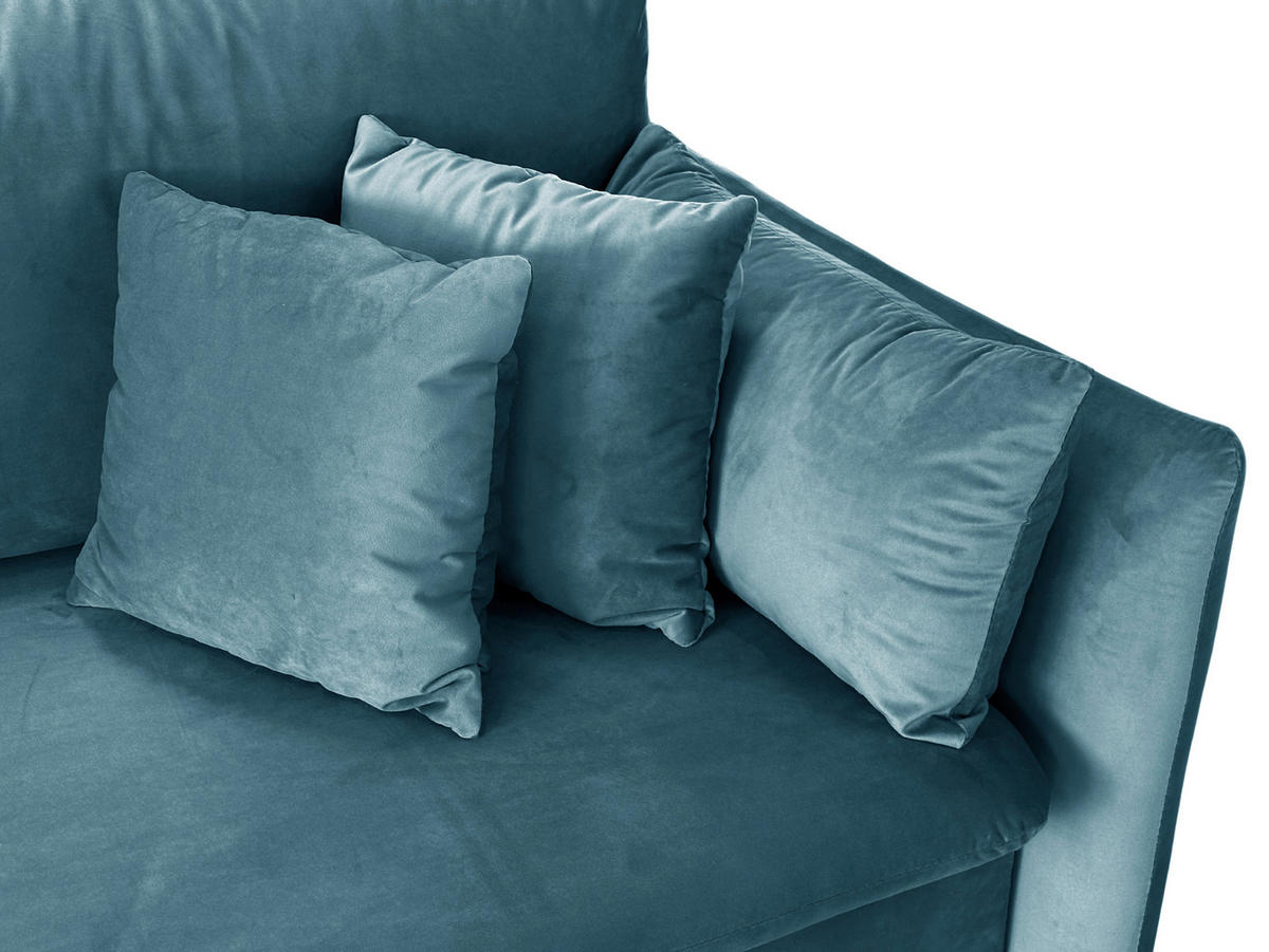 SCHLAFSOFA Velours Blau  - Blau/Schwarz, Design, Holz/Kunststoff (220/96/102cm) - MID.YOU