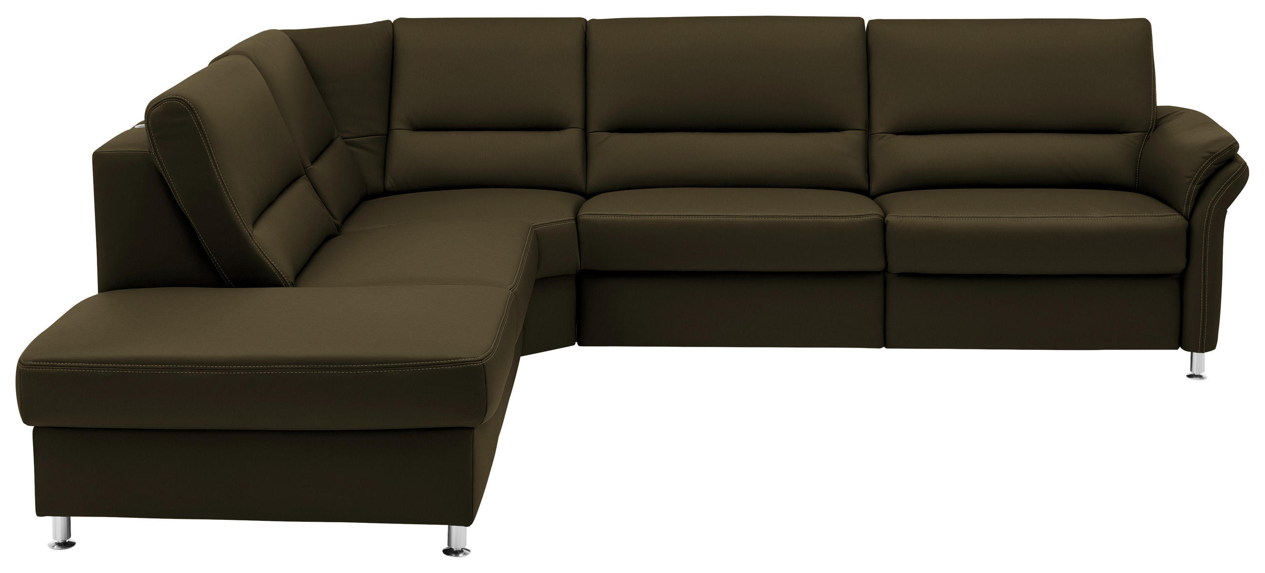 ECKSOFA in Echtleder Grün  - Beige/Alufarben, Design, Leder/Metall (249/288cm) - Beldomo Premium