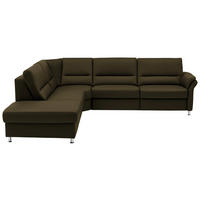 ECKSOFA in Echtleder Grün  - Beige/Alufarben, Design, Leder/Metall (249/288cm) - Beldomo Premium