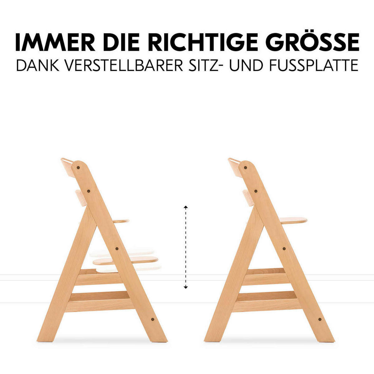 HOCHSTUHL-SET Apha Newborn Set Naturfarben, Hellgrau Nature Grey  - Hellgrau/Naturfarben, Basics, Holz/Textil (65/93,5/49cm) - Hauck