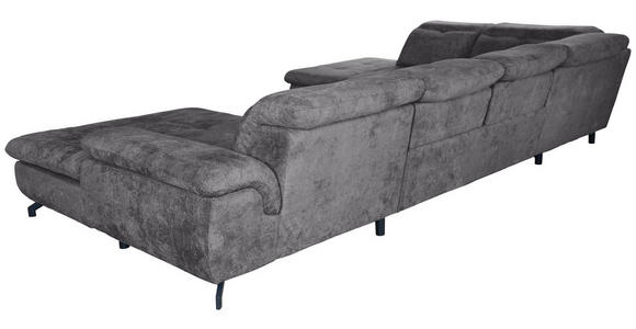 WOHNLANDSCHAFT in Struktur Dunkelgrau  - Dunkelgrau/Schwarz, KONVENTIONELL, Textil/Metall (253/357/188cm) - Carryhome