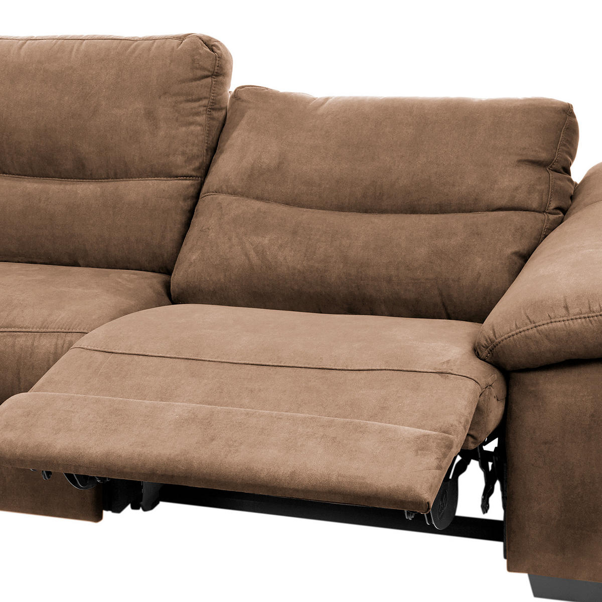 2,5-SITZER Flachgewebe Braun  - Schwarz/Braun, Design, Holz/Textil (214/97/97cm) - Livetastic