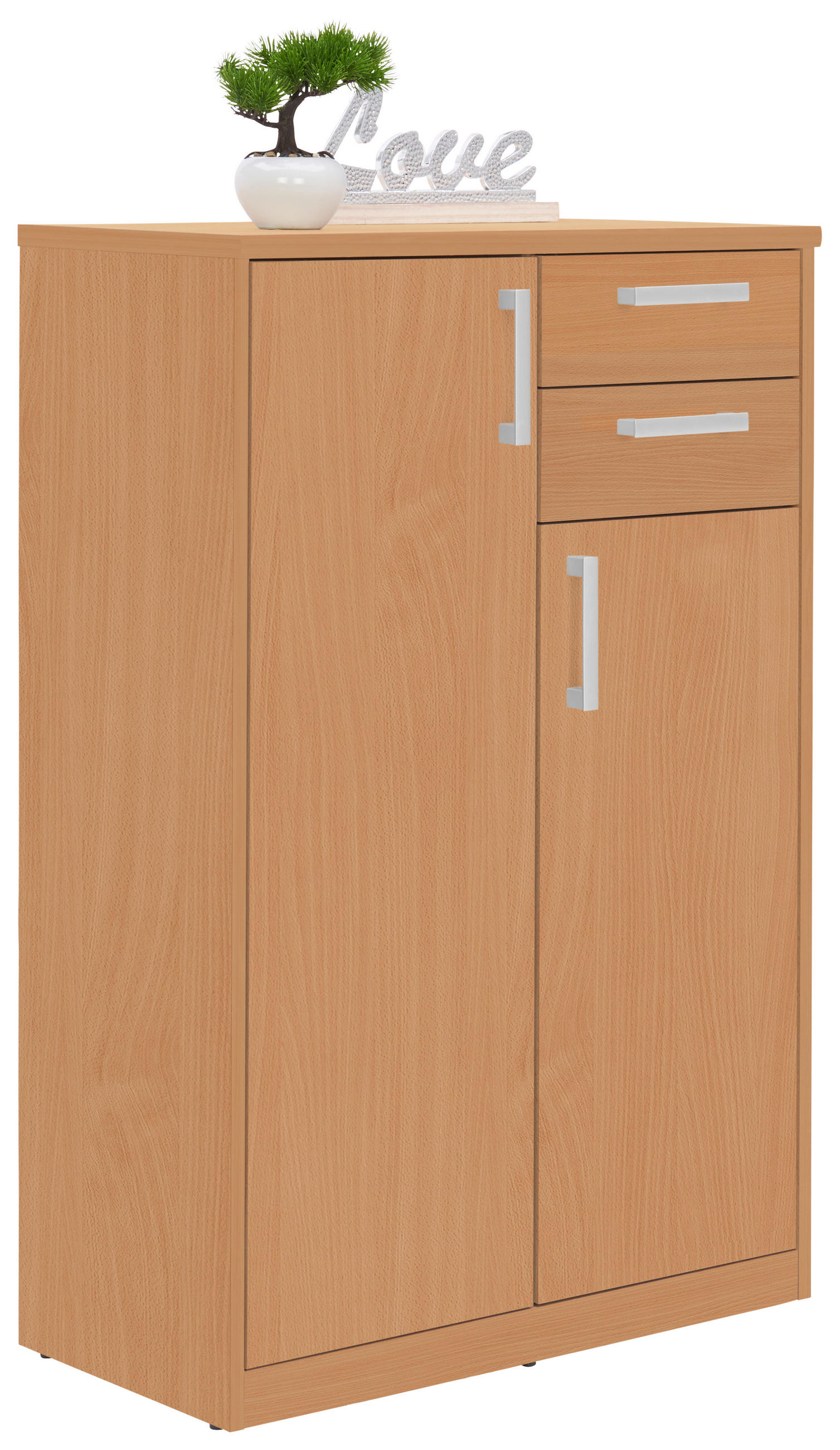 KOMMODE  in 72/110/36 cm  - Silberfarben/Buchefarben, Basics, Holzwerkstoff (72/110/36cm) - Xora