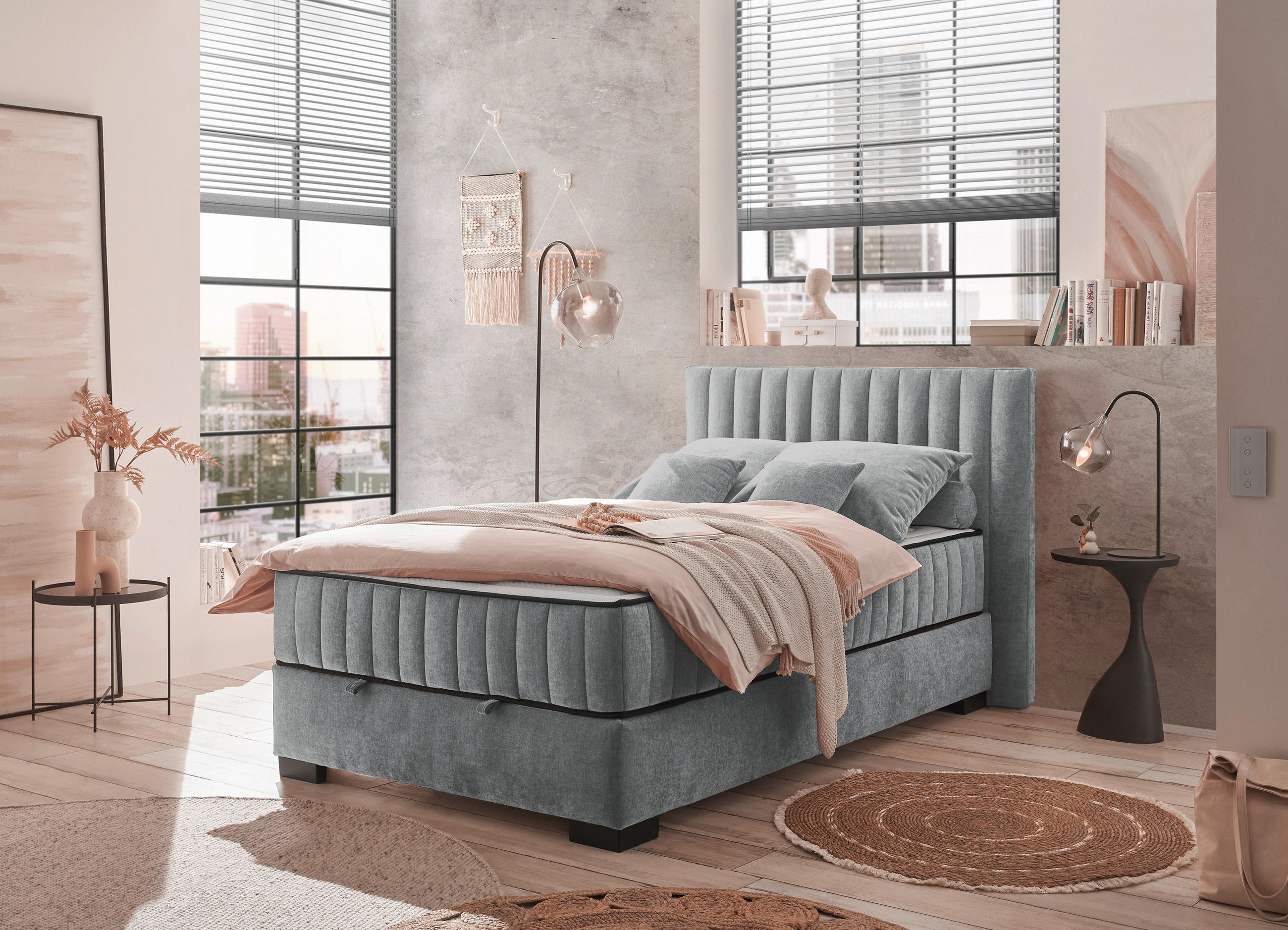 BOXBETT 120/200 cm  in Anthrazit  - Anthrazit/Schwarz, MODERN, Holzwerkstoff/Kunststoff (120/200cm) - MID.YOU