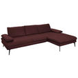 ECKSOFA in Echtleder Beere  310/180 cm  - Beere/Schwarz, Design, Leder/Metall (310/180cm) - Dieter Knoll
