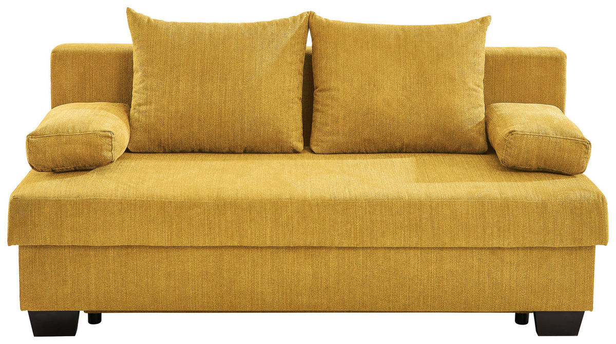 SCHLAFSOFA  mit Stoffauswahl, Schlafen auf Sitzhöhe, Rücken echt Flachgewebe Gelb  - Gelb, KONVENTIONELL, Holz/Textil (200/88/102cm) - Xora