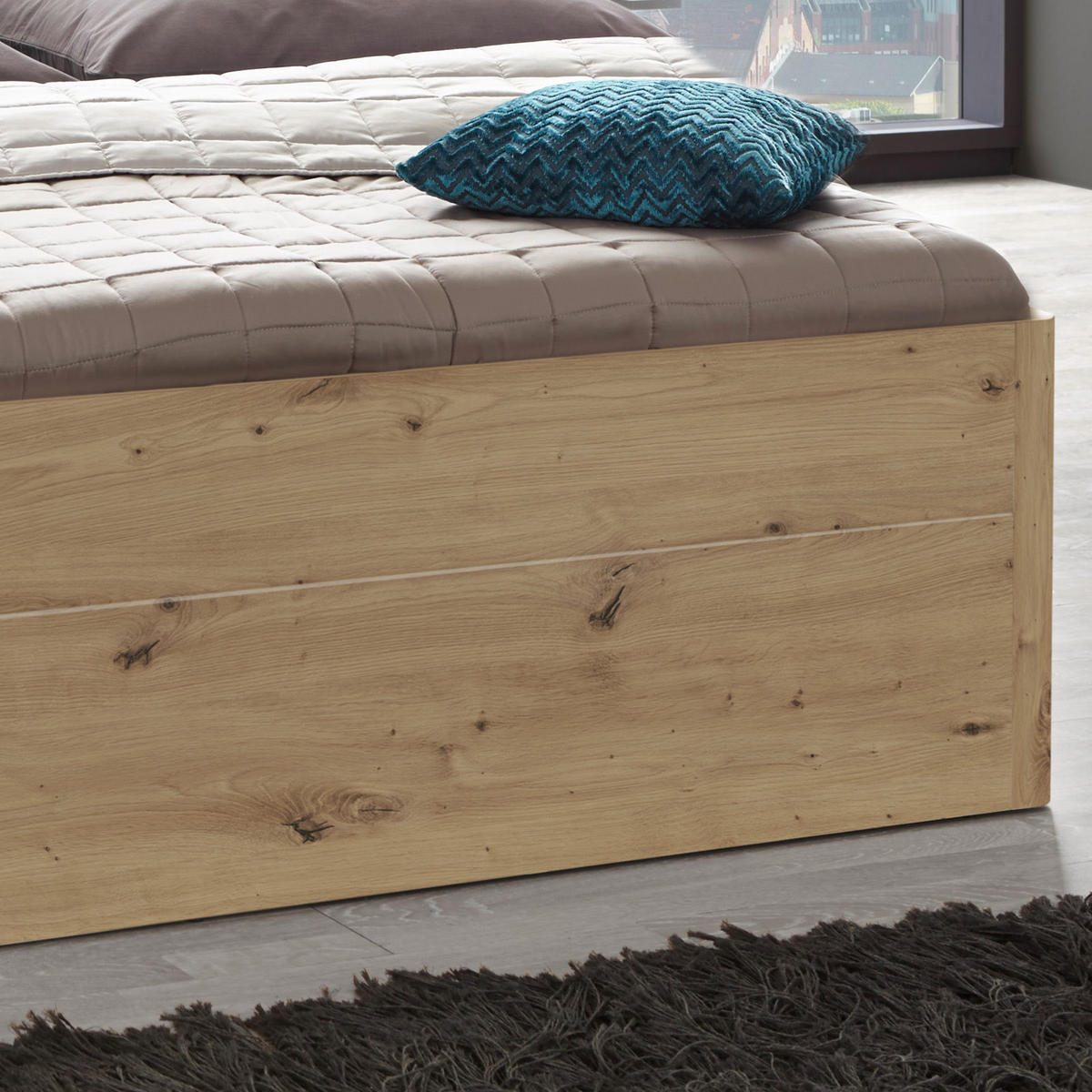 STAURAUMBETT 180/200 cm  in Weiß, Eiche Artisan  - Weiß/Eiche Artisan, KONVENTIONELL, Holzwerkstoff/Kunststoff (180/200cm) - MID.YOU