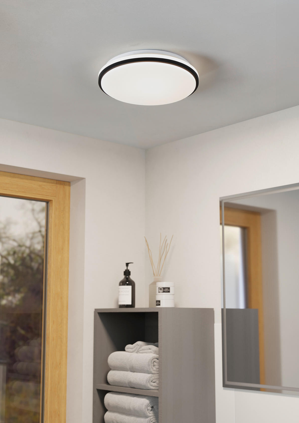 Plafonieră Cu Led  34/6,5 cm    - alb/negru, Basics, plastic/metal (34/6,5cm) - Eglo