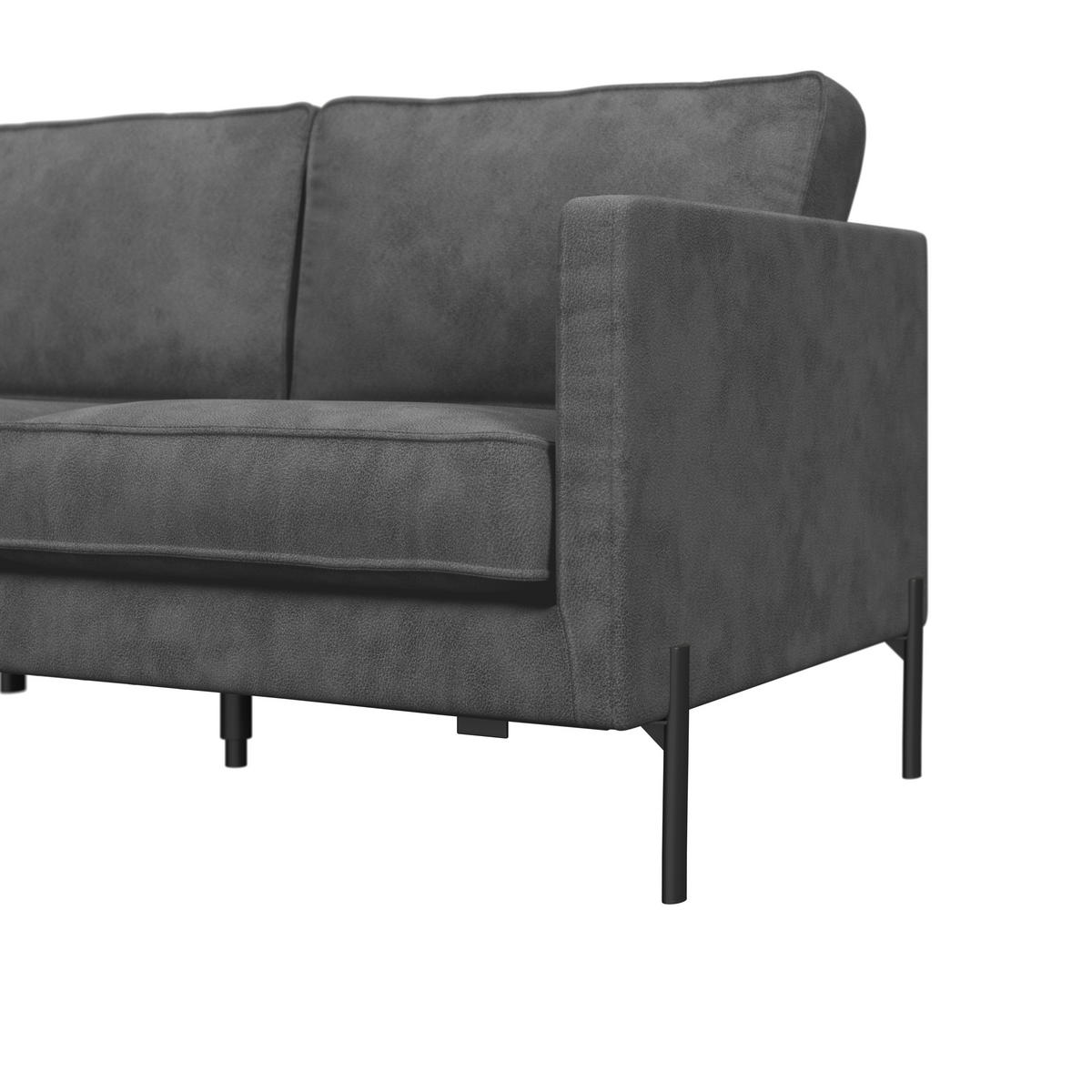 HÖRNSOFFA i flatväv mörkgrå  - mörkgrå/svart, Trend, metall/textil (154/232cm) - Livetastic