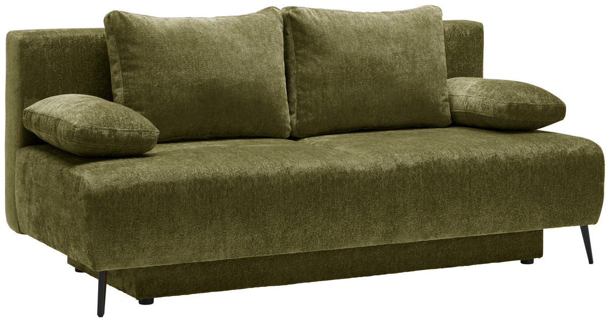 SCHLAFSOFA in Webstoff Grün  - Schwarz/Grün, Modern, Textil/Metall (200/90/100cm) - Ti'me