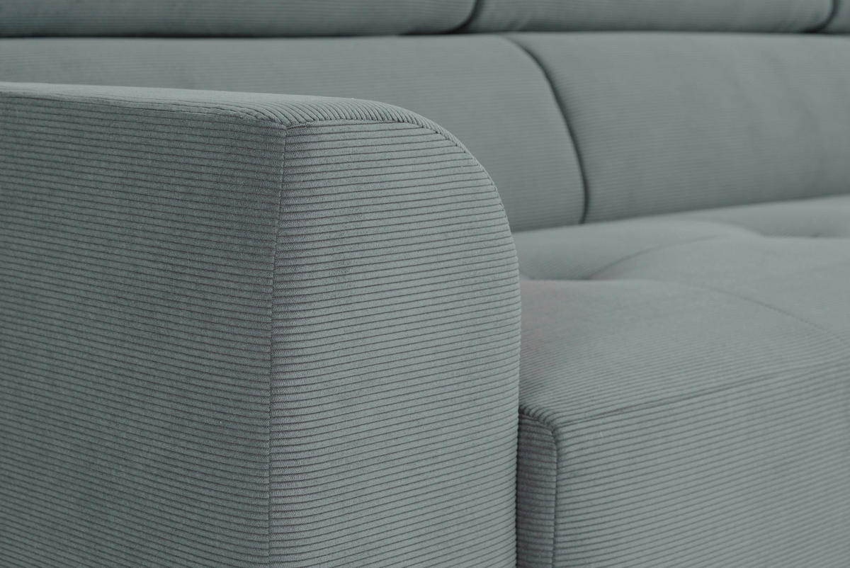 ECKSOFA in Feincord Anthrazit  205/280 cm  - Anthrazit/Schwarz, Design, Textil/Metall (205/280cm) - Xora