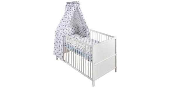 GITTERBETT-KOMPLETTSET STAR  144,5/74,5/82 cm   - Weiß/Grau, LIFESTYLE, Holz/Textil (144,5/74,5/82cm) - My Baby Lou