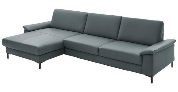 ECKSOFA in Echtleder Blaugrau  - Blaugrau/Schwarz, Design, Leder/Metall (176/334cm) - Dieter Knoll