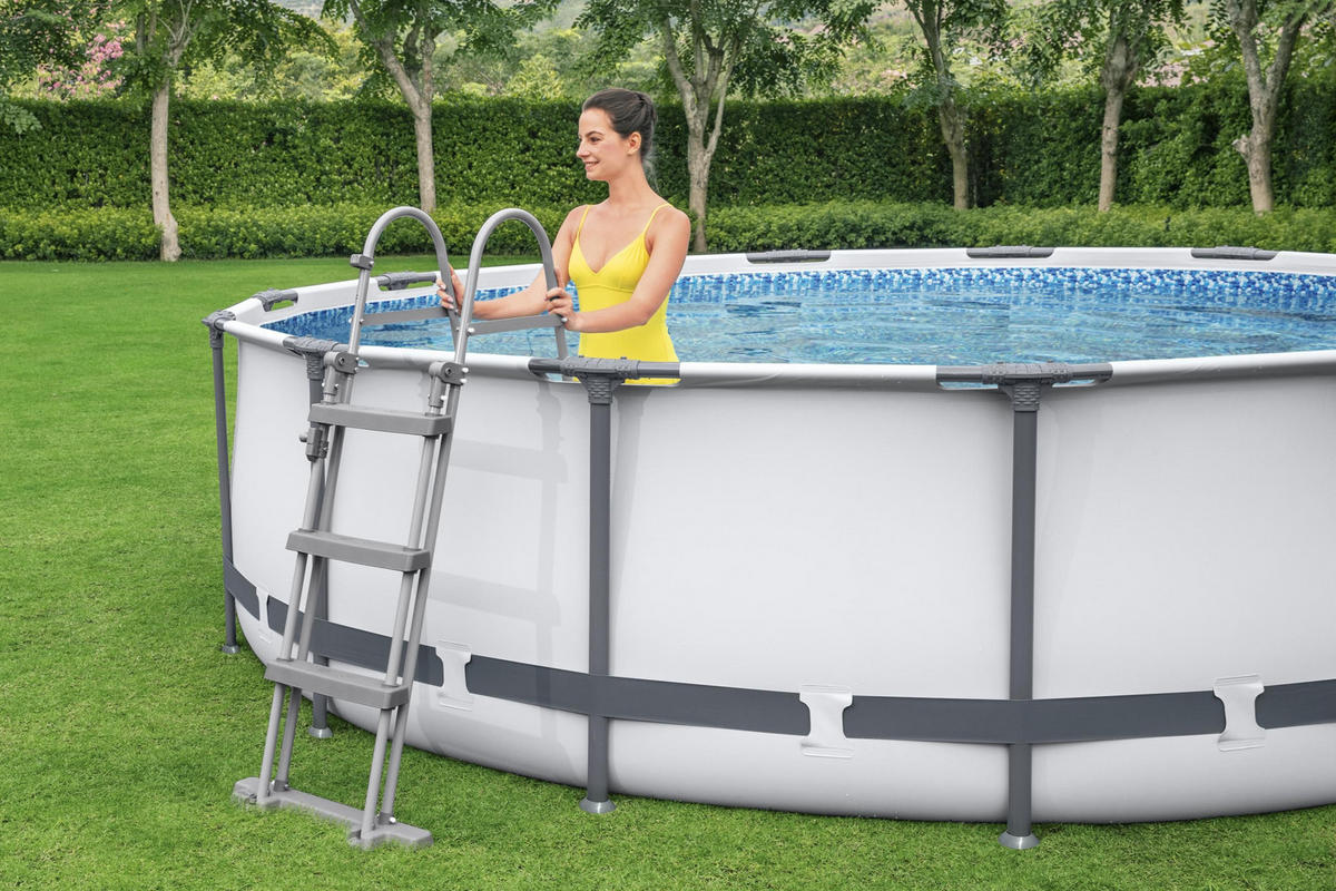 BAZÉN 427/107 cm - šedá/bílá, Basics, kov/plast (427/107cm) - Bestway