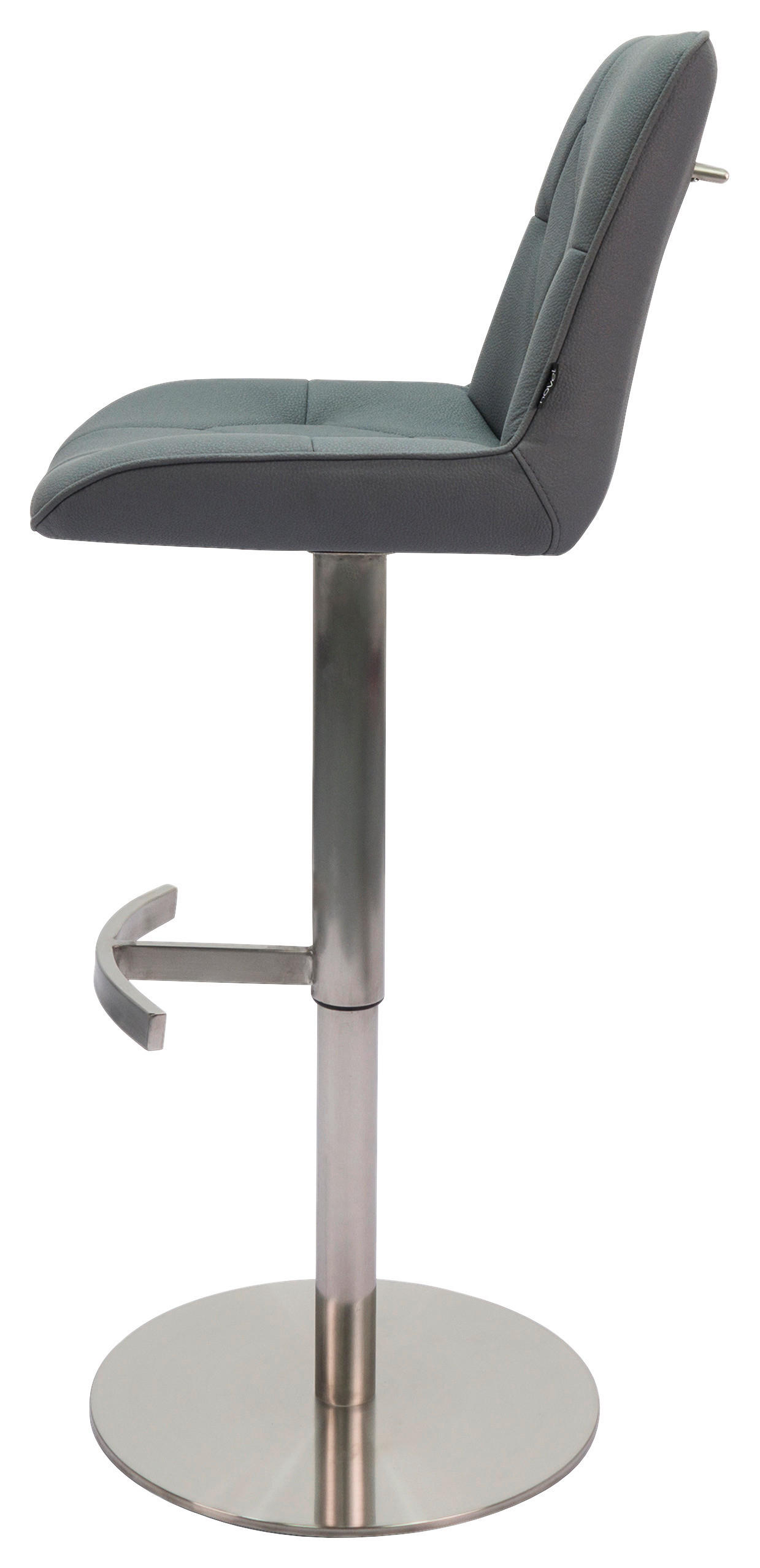 TABURET DE BAR in metal, textil gri  - culoare inox/gri, Design, metal/textil (44/86-111/54,5cm) - Novel