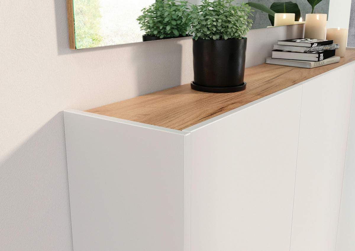 HÄNGESCHUHSCHRANK Weiß, Eichefarben  - Eichefarben/Weiß, Design, Holzwerkstoff (138/87/25cm)