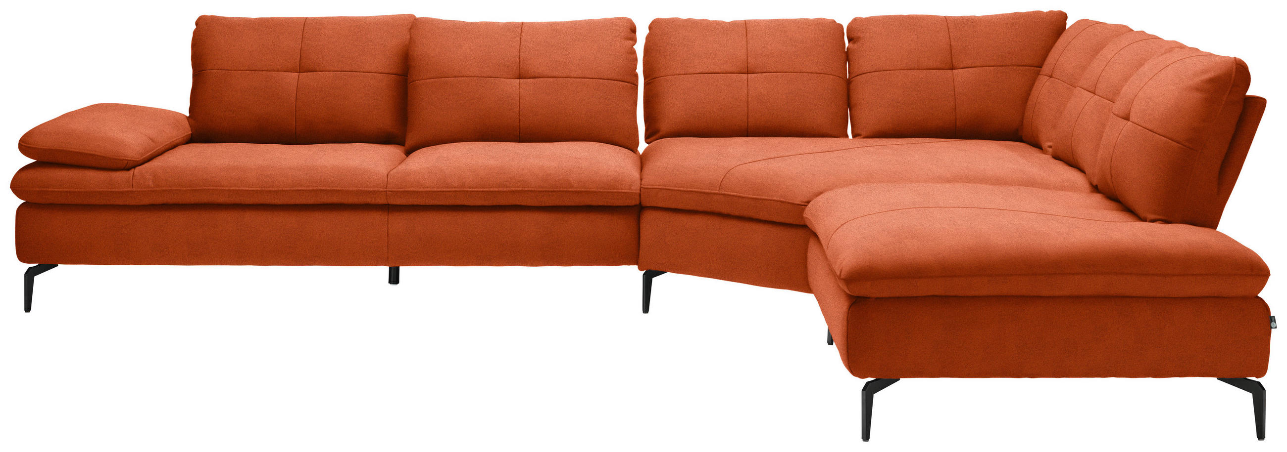 ECKSOFA in Flachgewebe Terracotta  - Terracotta/Schwarz, Design, Textil/Metall (344/271cm) - Chilliano