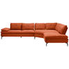 ECKSOFA in Flachgewebe Terracotta  - Terracotta/Schwarz, Design, Textil/Metall (344/271cm) - Chilliano