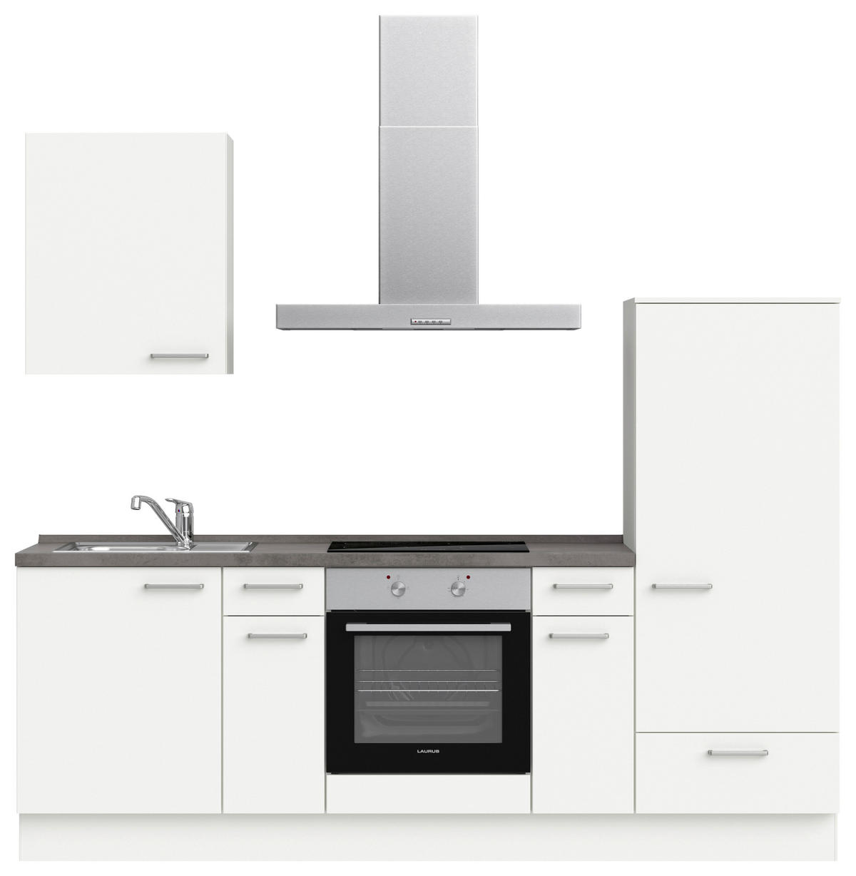 KÜCHENBLOCK 240 cm   in Weiß, Schieferfarben  - Schieferfarben/Edelstahlfarben, MODERN, Holzwerkstoff/Metall (240cm) - Nobilia