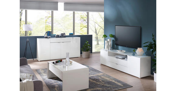 SIDEBOARD 180/92/42 cm in Weiß - Chromfarben/Weiß, Design, Glas/Holzwerkstoff (180/92/42cm) - Novel