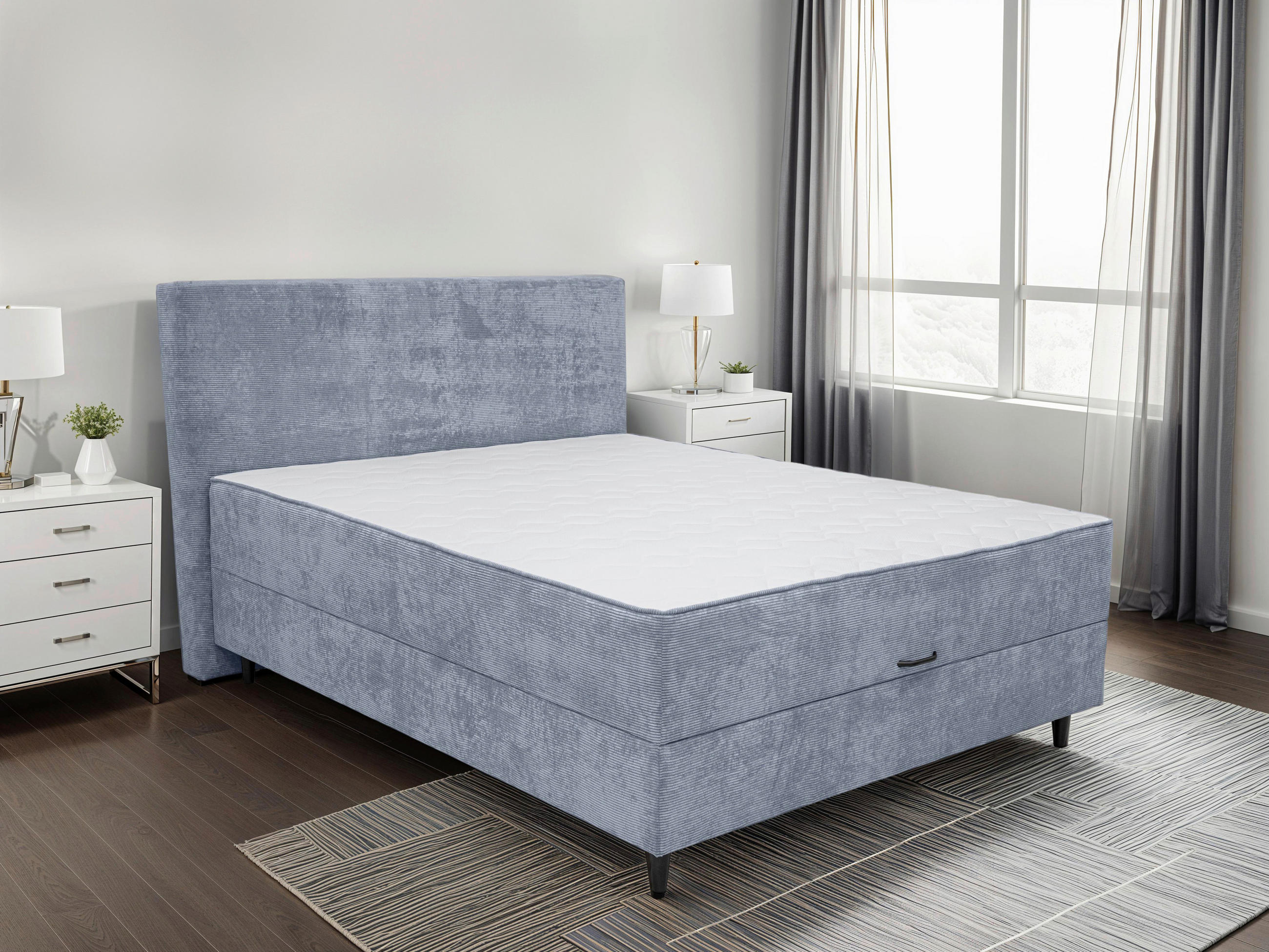 POSTEL BOXSPRING, tmavě šedá - černá/tmavě šedá, Moderní, dřevo/kompozitní dřevo (185/120/212cm) - Hom`in