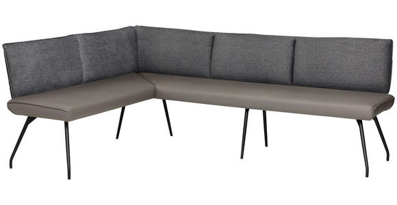 ECKBANK 165/225 cm in Anthrazit - Anthrazit/Schwarz, Design, Textil/Metall (165/225cm) - Moderano