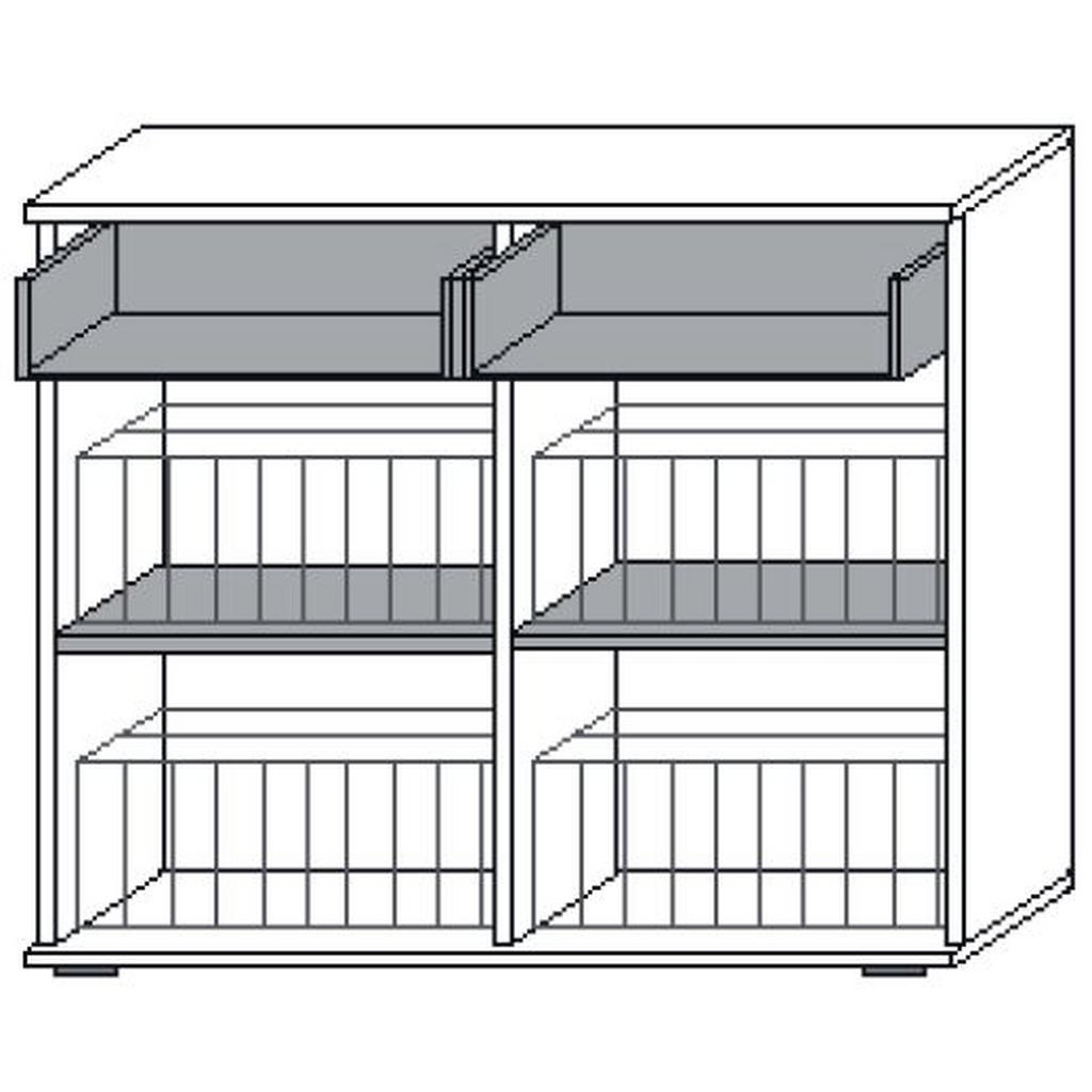 Thumbnail - Moderano Schuhschrank, Braun, Weiß, Eiche, Metall, 2 Schubladen, 121x102x36 cm, Typenauswahl, Beimöbel erhältlich, Garde...
