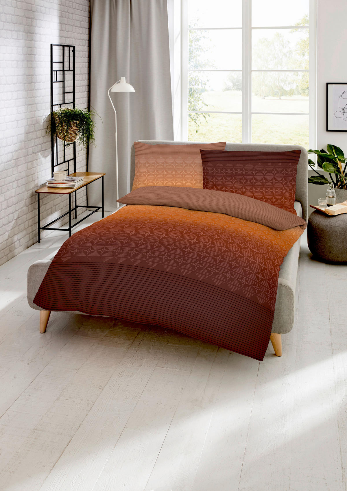 BETTWÄSCHE 2-teilig Gradient Biber 140/200 cm  - Terracotta, Basics, Textil (140/200cm) - Kaeppel