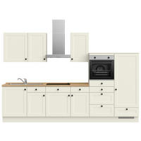 KÜCHENLEERBLOCK 330 cm   in Weiß, Eichefarben  - Eichefarben/Schwarz, MODERN, Holzwerkstoff/Metall (330cm) - Nobilia