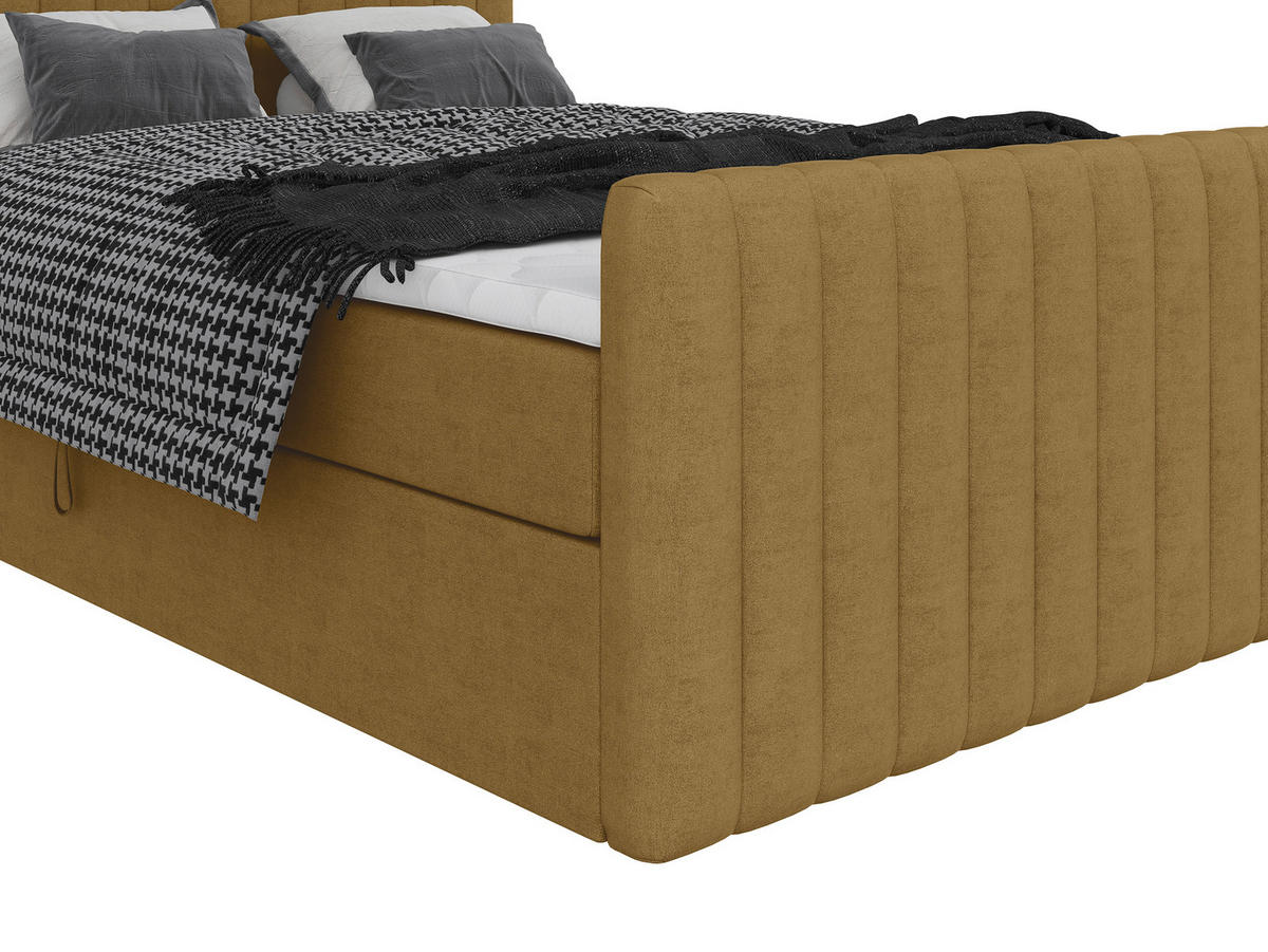 BOXBETT 140/200 cm  Senfgelb  - Senfgelb/Schwarz, Basics, Kunststoff/Textil (140/200cm) - Carryhome