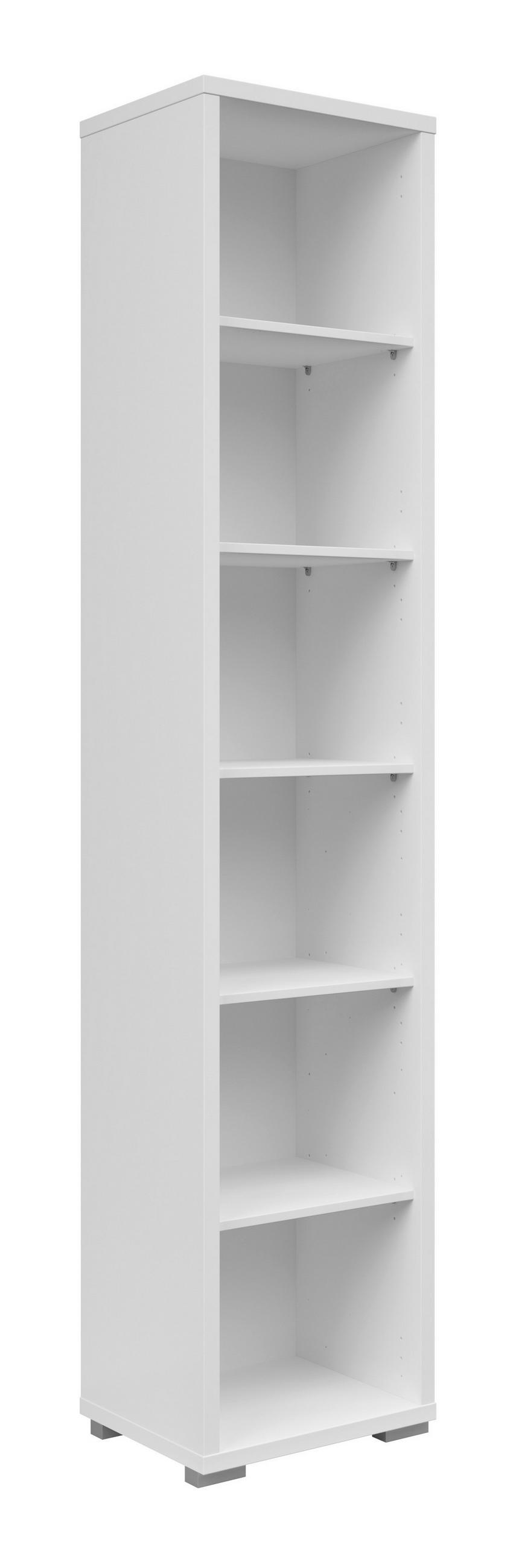AKTENREGAL Weiß  - Silberfarben/Weiß, KONVENTIONELL, Holzwerkstoff/Kunststoff (43/210,4/39,5cm) - Voleo