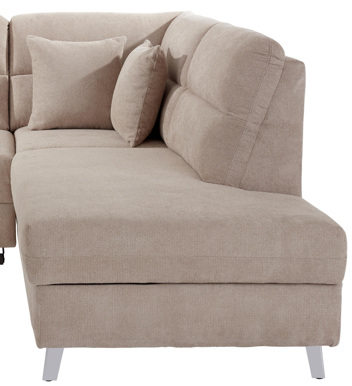 ECKSOFA Beige Velours  - Beige/Silberfarben, KONVENTIONELL, Textil/Metall (248/197cm) - Livetastic