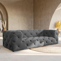 3-SITZER-SOFA Fresco in Samt Schwarz  - Schwarz, Design, Kunststoff/Textil (230/71/100cm) - P & B