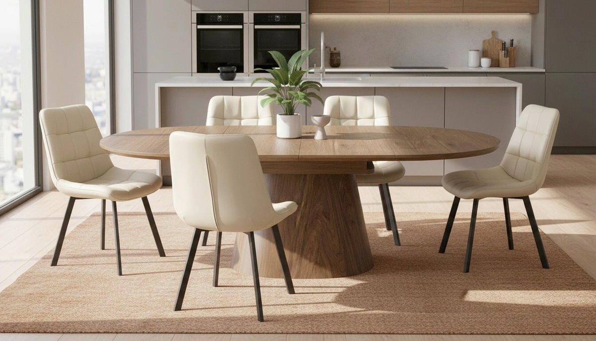 ESSTISCH 120-160/120/76 cm Echtholz, Nachbildung  Holz, Holzwerkstoff ausziehbar oval Walnussfarben  - Walnussfarben, MODERN, Holz/Holzwerkstoff (120-160/120/76cm) - P & B