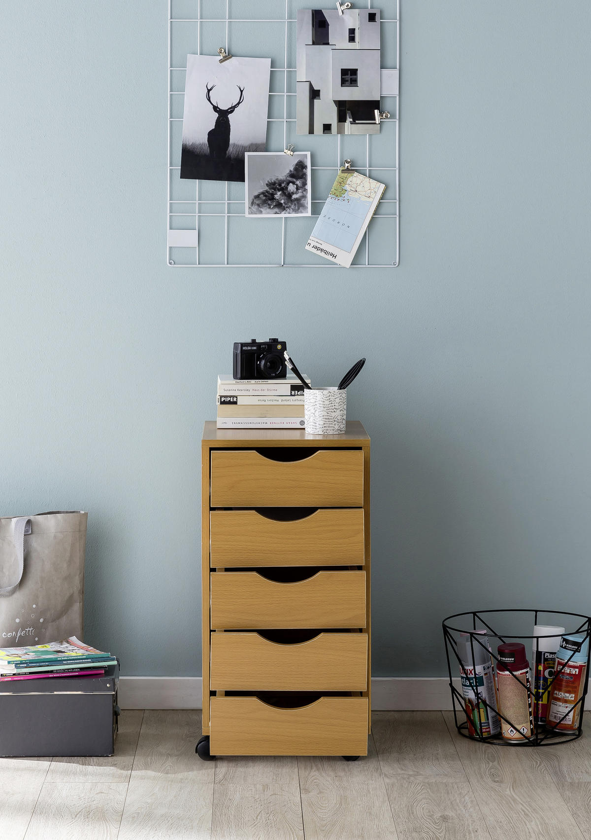 ROLLCONTAINER 33/68/38 cm  - Buchefarben, Konventionell, Holzwerkstoff/Kunststoff (33/68/38cm) - MID.YOU