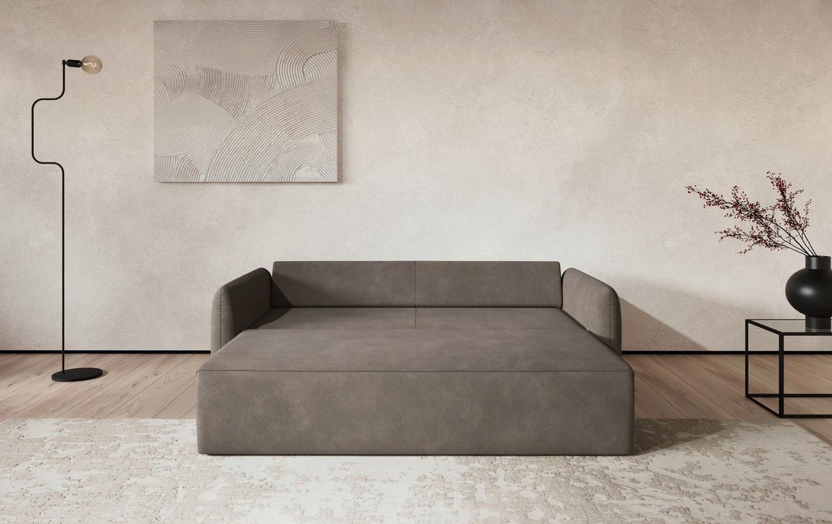 SCHLAFSOFA Cord Taupe  - Taupe/Schwarz, Trend, Kunststoff/Textil (222/89/102cm) - MID.YOU