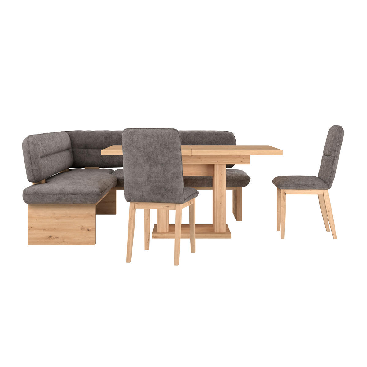 ECKBANK 170/232 cm Webstoff Grau Eiche Sperrholz   - Eichefarben/Grau, KONVENTIONELL, Holz/Textil (170/232cm) - James Wood