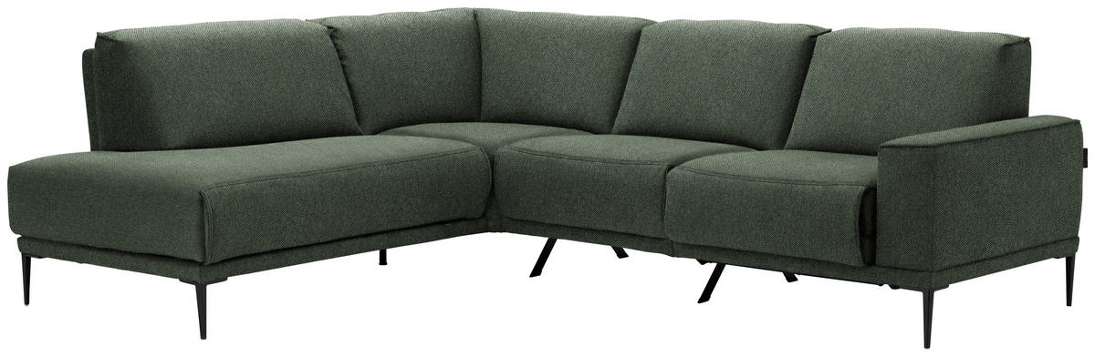 ECKSOFA in Flachgewebe Grün  - Schwarz/Grün, Design, Textil/Metall (210/260cm) - Johann Jakob
