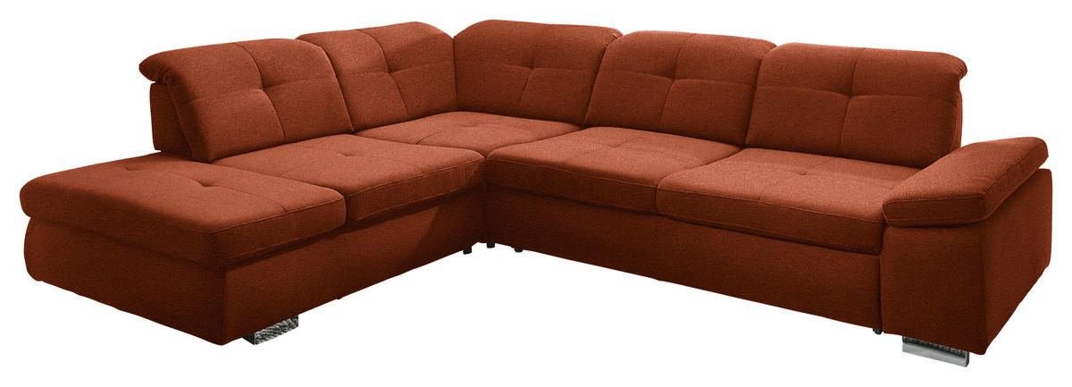 ECKSOFA  in Mikrofaser Terracotta  260/312 cm  - Chromfarben/Terracotta, Design, Textil/Metall (260/312cm) - Beldomo Style